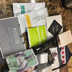 Famous brand samples. Lipstick, shampoo, perfumes